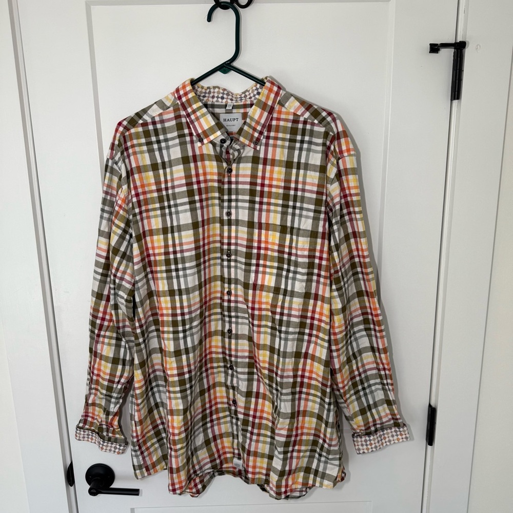 Haupt Men's Plaid Shirt, Multicolor Long Sleeve Button Down Ecologic regular fit